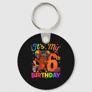 Einhorn Afro 6. Geburtstag Mädchen Natürliches Haa Schlüsselanhänger