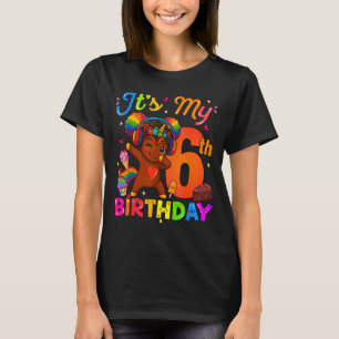 Einhorn Afro 6. Geburtstag Mädchen Natürliches Haa T-Shirt