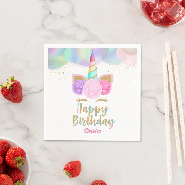 Einhorn Alles Gute zum Geburtstag  Serviette (Beispiel)