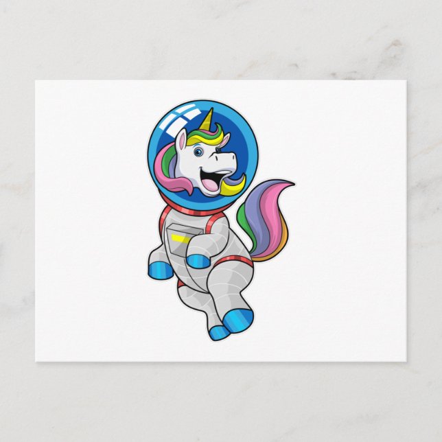 Einhorn als Astronaut im Weltraum Postkarte (Vorderseite)