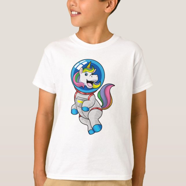 Einhorn als Astronaut im Weltraum T-Shirt (Vorderseite)