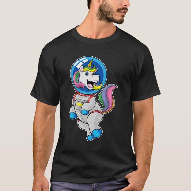 Einhorn als Astronaut im Weltraum T-Shirt (Vorderseite)