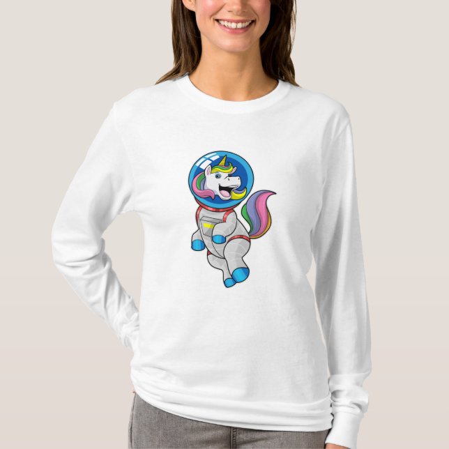 Einhorn als Astronaut im Weltraum T-Shirt (Vorderseite)