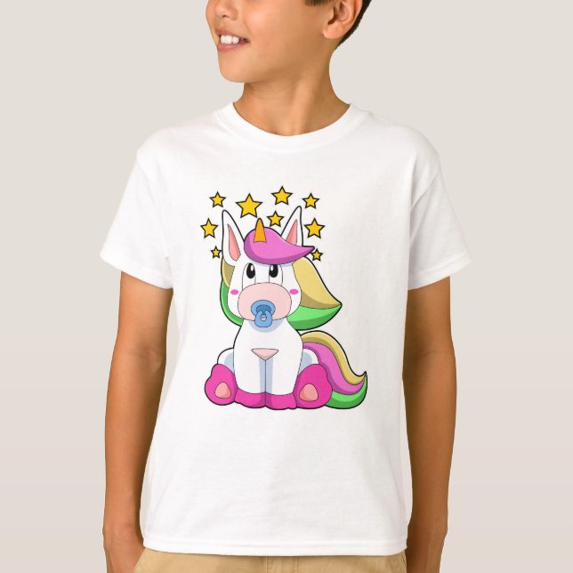 Einhorn als Baby mit Schnuller T-Shirt (Vorderseite)