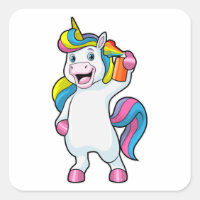 Einhorn als Friseur mit Haarspray