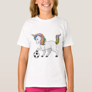 Einhorn als Fußballspieler mit Fußball T-Shirt