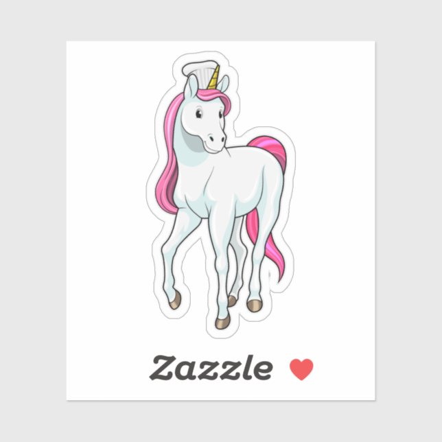 Einhorn als Koch mit Koch Hut Aufkleber (Blatt)