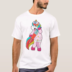 Einhorn als Krankenschwester bei Impfung und Sprit T-Shirt
