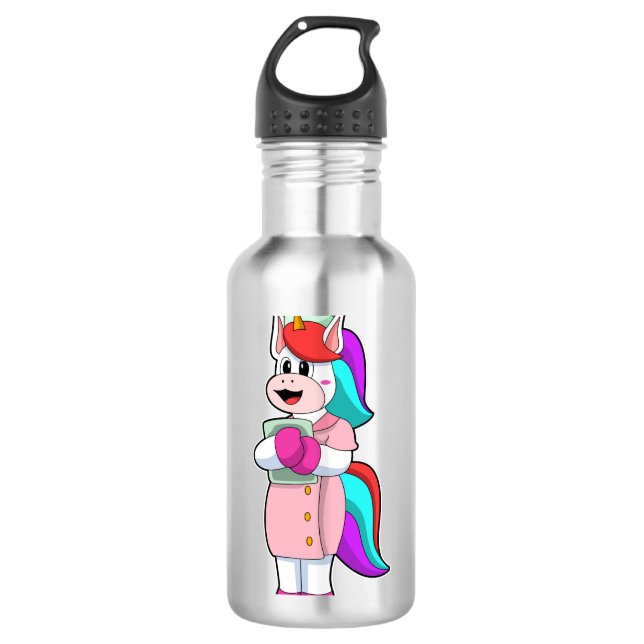 Einhorn als Krankenschwester Edelstahlflasche (Vorderseite)