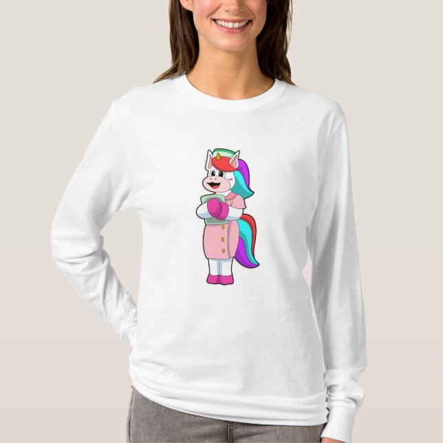 Einhorn als Krankenschwester T-Shirt (Vorderseite)