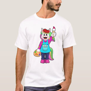 Einhorn als Maler T-Shirt