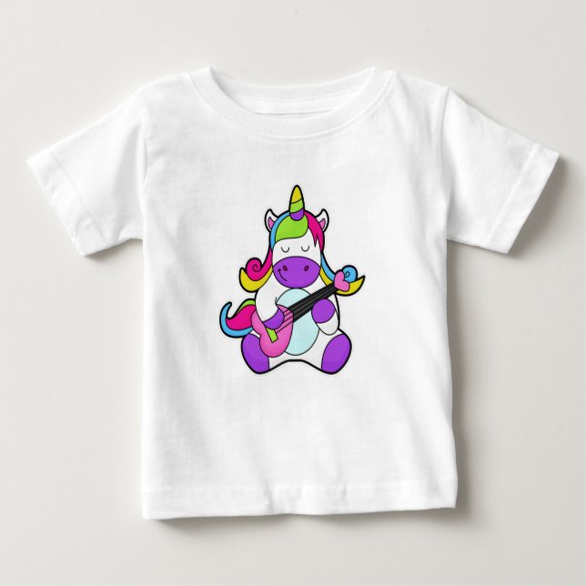 Einhorn als Musiker mit Gitarre Baby T-shirt (Vorderseite)