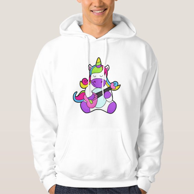 Einhorn als Musiker mit Gitarre Hoodie (Vorderseite)