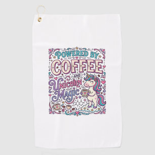 Einhorn, angetrieben von Kaffee und Einhorn-Magie- Golfhandtuch