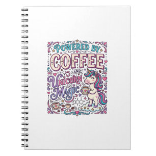 Einhorn, angetrieben von Kaffee und Einhorn-Magie- Notizblock