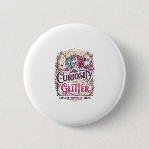 Einhorn, angetrieben von Neugier und Glitter Styli Button