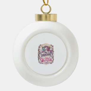 Einhorn, angetrieben von Neugier und Glitter Styli Keramik Kugel-Ornament