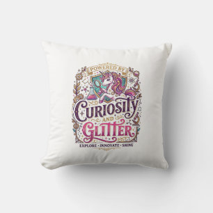 Einhorn, angetrieben von Neugier und Glitter Styli Kissen