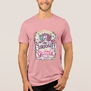 Einhorn, angetrieben von Neugier und Glitter Styli Tri-Blend Shirt