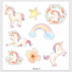 Einhorn-Aquarell-Aufkleber Aufkleber