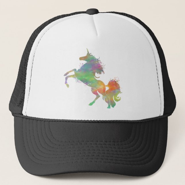 Einhorn-Aquarell Truckerkappe (Vorderseite)