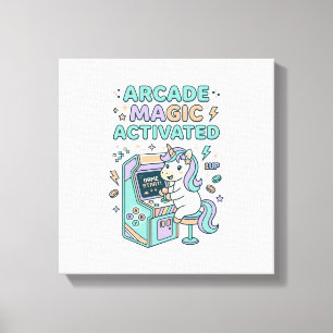 Einhorn-Arcade-Magie-aktiviertes-trendiges-Produkt Leinwanddruck