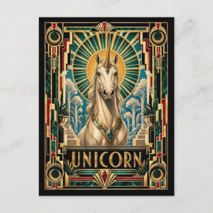 Einhorn, Art Deco Mythisch Postkarte