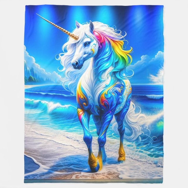 Einhorn Art Fleecedecke (Vorderseite)