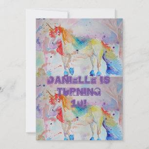 Einhorn Art Watercolor Einladung zum Geburtstag