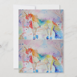 Einhorn Art Watercolor Einladung zum Geburtstag