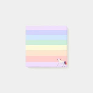 Einhorn auf dem Rainbow Striped Pastel Post-it Klebezettel