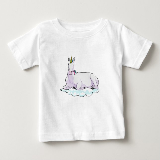 Einhorn auf der Cloud Baby T-shirt (Vorderseite)