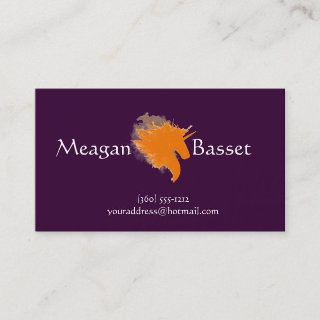 Einhorn auf Feuer Visitenkarte (Vorderseite)