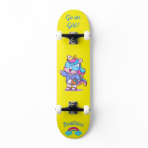 Einhorn auf Skateboard mit personalisierten Bildun