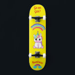 Einhorn auf Skateboard mit personalisierten Bildun<br><div class="desc">Unicorn auf Skateboard mit personalisierten Bildunterschriften Unicorn Personalisiert Skateboard KLICKEN Sie auf PERSONALISIEREN TEMPLATE OPTION UND geben Sie den Namen. Cooles Skateboard in lebhaften Farben und für den Hintergrund und ein funky Einhorn auf einem Skateboard. Dieses Skateboard ist eine tolle Geschenkidee für einen Einhornliebhaber.</div>