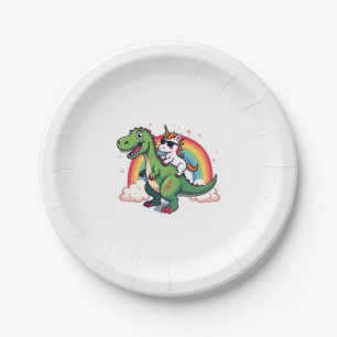 Einhorn auf T-Rex - Dinosaurier Jungen Mädchen Pappteller