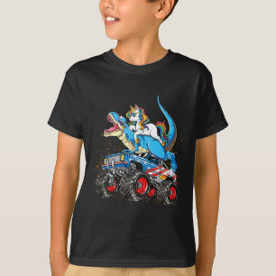 Einhorn auf T-Rex-Monstertruck fahrend Jungen Mädc T-Shirt