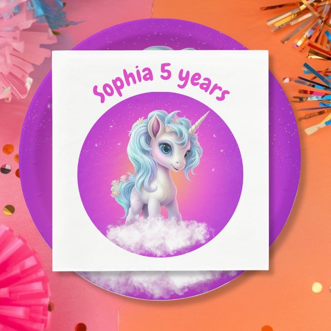 Einhorn auf Wolke mit rosa, lebhaftem Himmel Serviette (Von Creator hochgeladen)