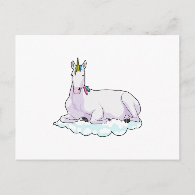 Einhorn auf Wolke Postkarte (Vorderseite)