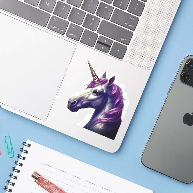 Einhorn Aufkleber (Laptop mit iPhone)