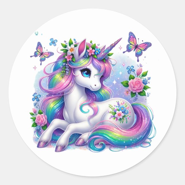 Einhorn-Aufkleber Runder Aufkleber (Vorderseite)