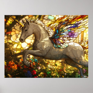 Einhorn aus festgestelltem Glas Poster