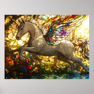 Einhorn aus festgestelltem Glas Poster