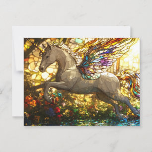 Einhorn aus festgestelltem Glas Postkarte