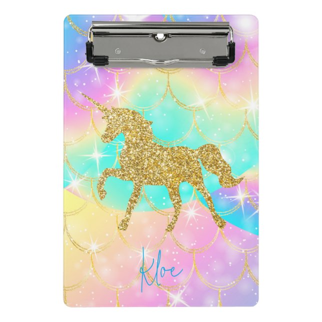 Einhorn aus rosa Gold Mini Klemmbrett (Vorderseite)