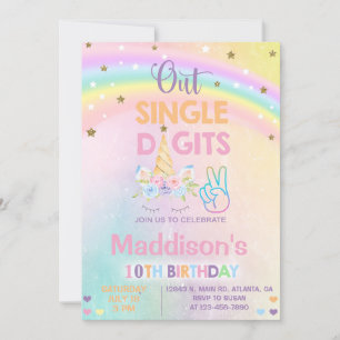 Einhorn aus Single Ziffern Mädchen Geburtstag einl Einladung
