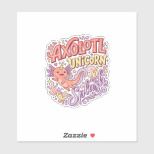 Einhorn Axolotl Einhorn Splash Whimsical Weiß Bac Aufkleber