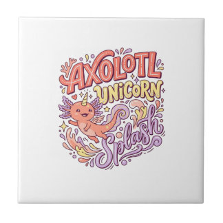 Einhorn Axolotl Einhorn Splash Whimsical Weiß Bac Fliese