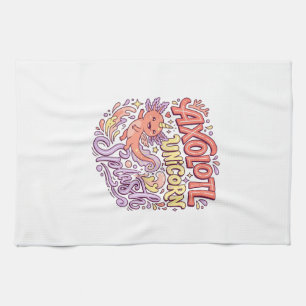 Einhorn Axolotl Einhorn Splash Whimsical Weiß Bac Geschirrtuch