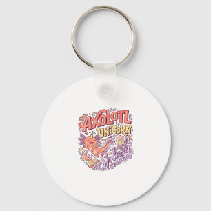 Einhorn Axolotl Einhorn Splash Whimsical Weiß Bac Schlüsselanhänger
